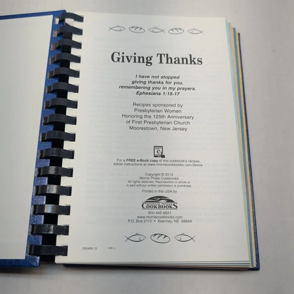 Giving Thanks 125th Anniversary Cookbook First Presbyterian Church Moorestown NJ